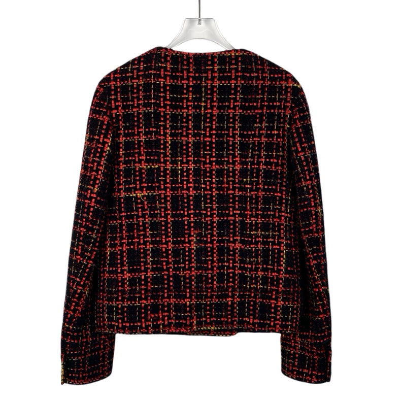 Chanel Red and Black Knit Jacket