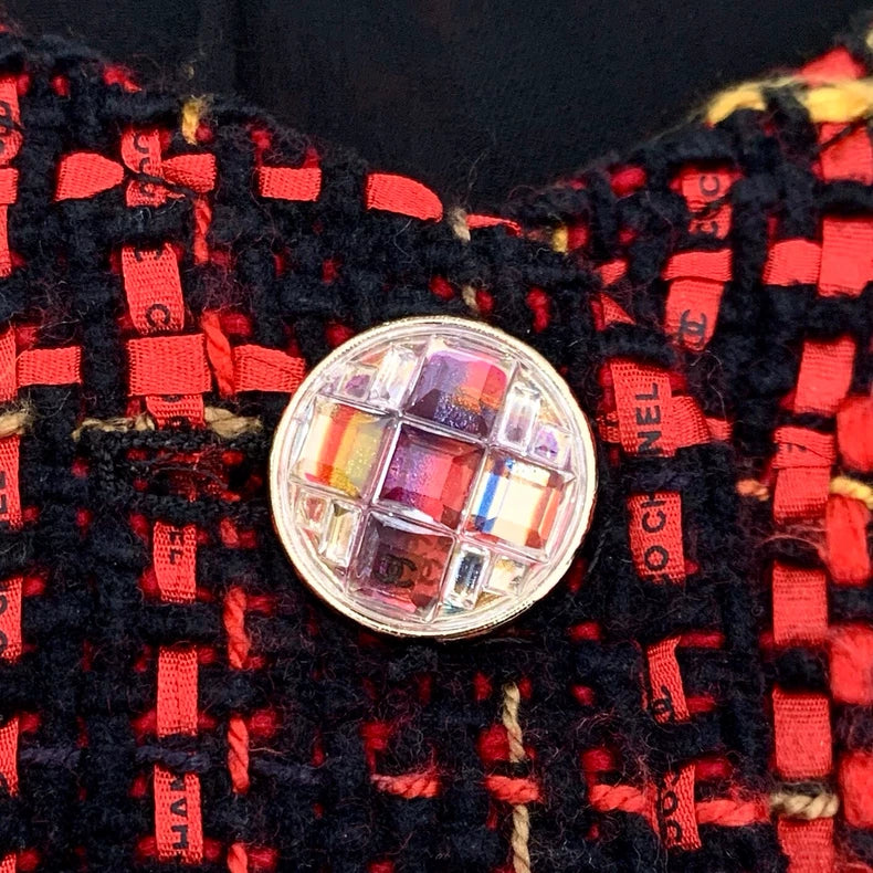 Chanel Red and Black Knit Jacket