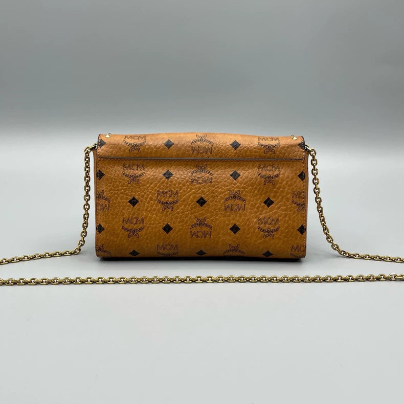 MCM Classic Cognac Color Chain Crossbody Bag