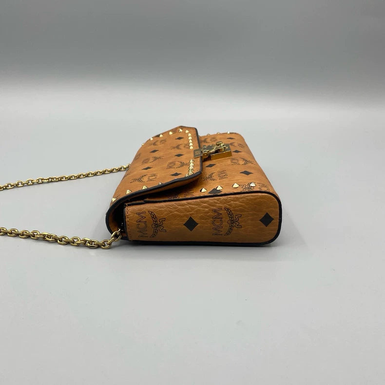 MCM Classic Cognac Color Chain Crossbody Bag