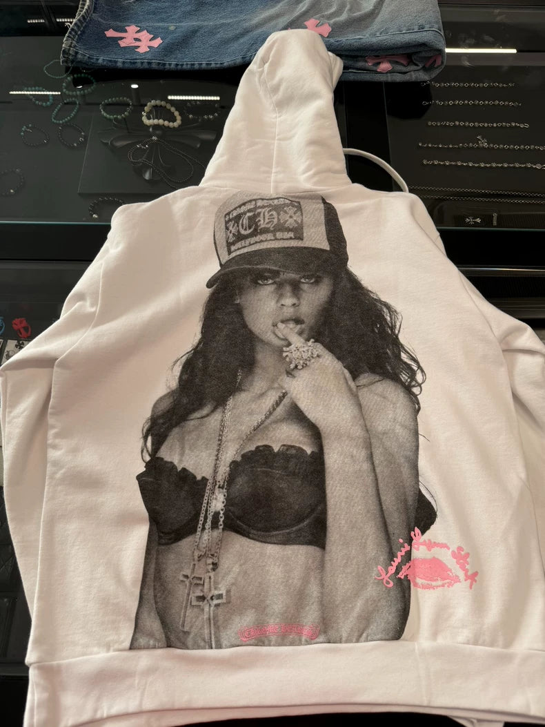 Chrome Hearts White Photo Print Hoodie-yf