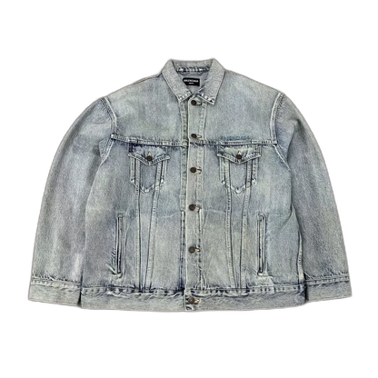 Balenciaga Embroidered Logo Wash Denim Jacket