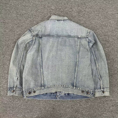 Balenciaga Embroidered Logo Wash Denim Jacket