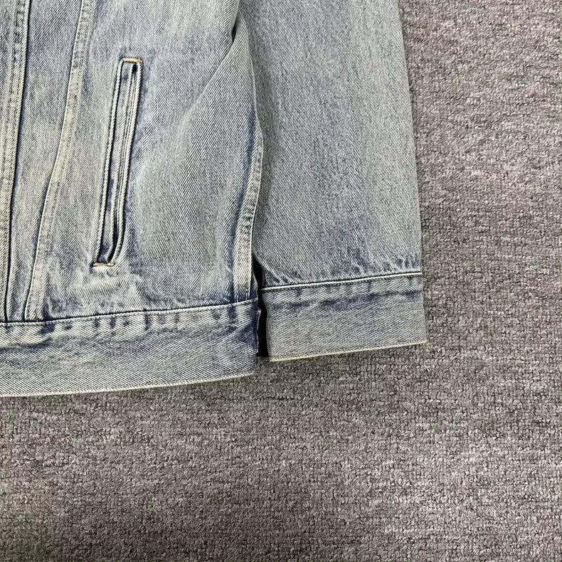 Balenciaga Embroidered Logo Wash Denim Jacket