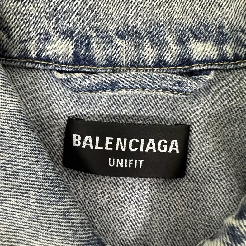 Balenciaga Embroidered Logo Wash Denim Jacket