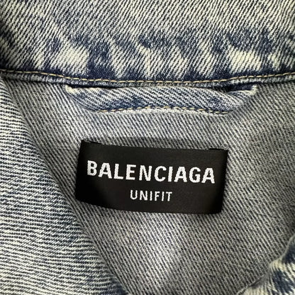 Balenciaga Embroidered Logo Wash Denim Jacket