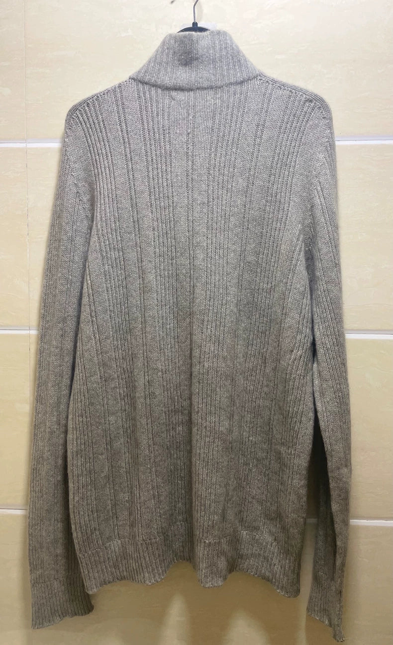 Hermes Grey Cashmere Zip Cardigan Sweater