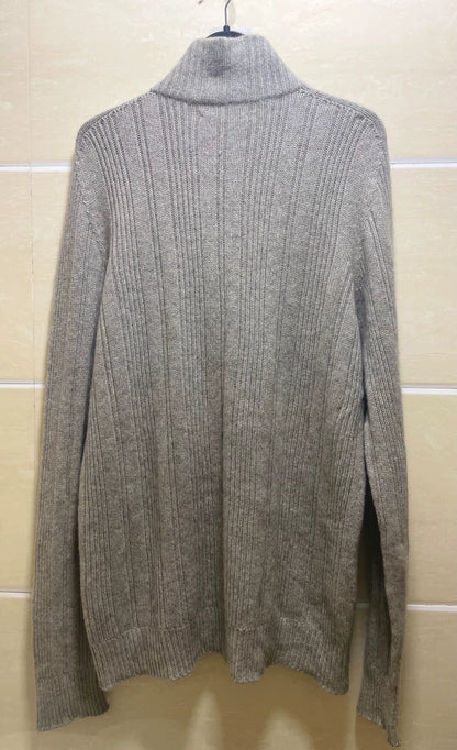 Hermes Grey Cashmere Zip Cardigan Sweater