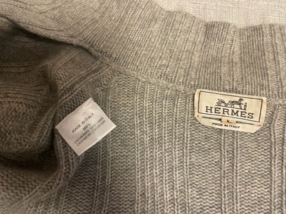 Hermes Grey Cashmere Zip Cardigan Sweater