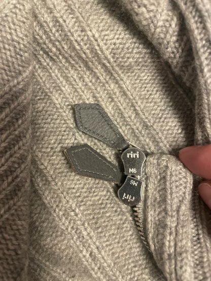 Hermes Grey Cashmere Zip Cardigan Sweater