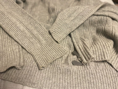 Hermes Grey Cashmere Zip Cardigan Sweater