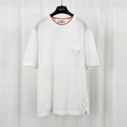 Hermes Orange Trim Embroidered Short Sleeve-yf