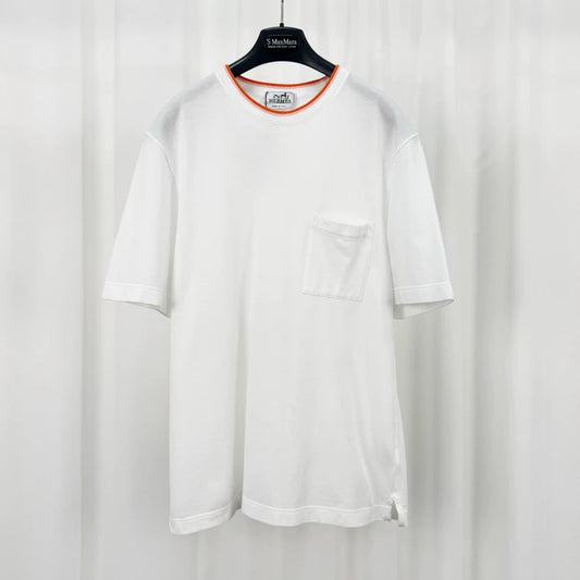 Hermes Orange Trim Embroidered Short Sleeve-yf