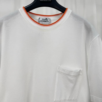 Hermes Orange Trim Embroidered Short Sleeve-yf