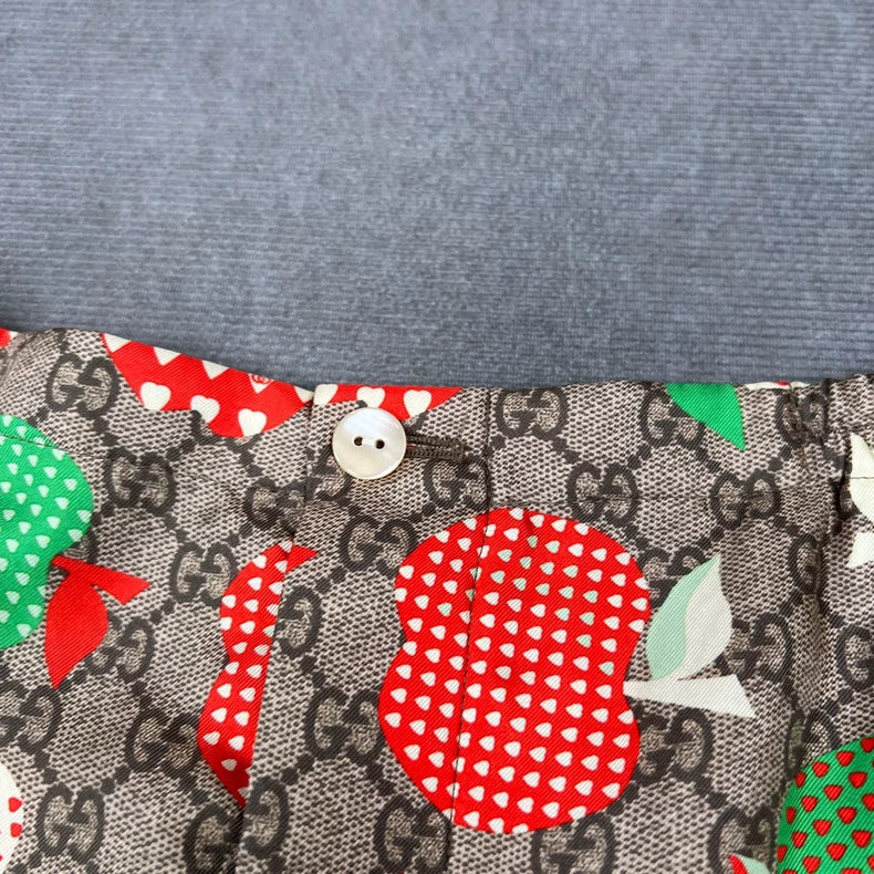 Gucci Logo Apple Print Silk Shorts