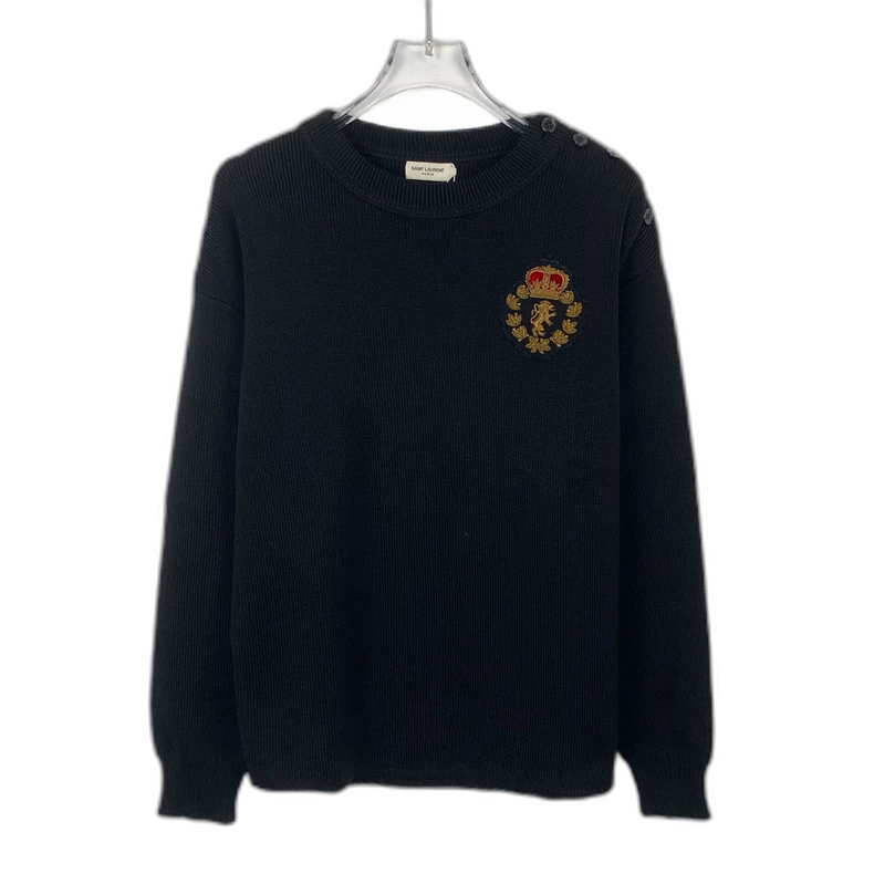 Saint Laurent Black Logo Knit Sweater