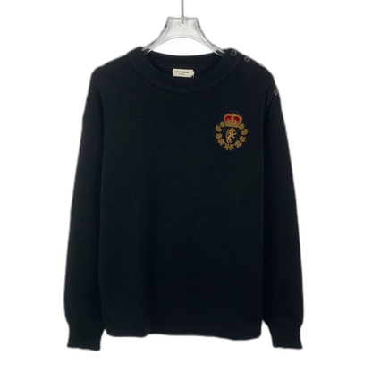 Saint Laurent Black Logo Knit Sweater