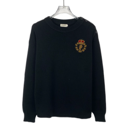 Saint Laurent Black Logo Knit Sweater