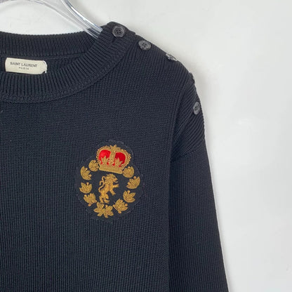 Saint Laurent Black Logo Knit Sweater