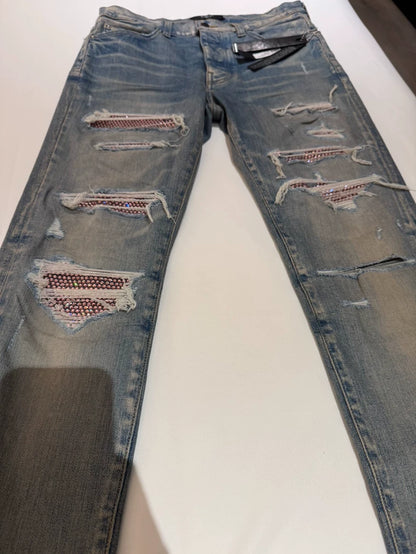 Amiri Pink Diamond Denim Jeans Size 31