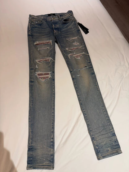 Amiri Pink Diamond Denim Jeans Size 31