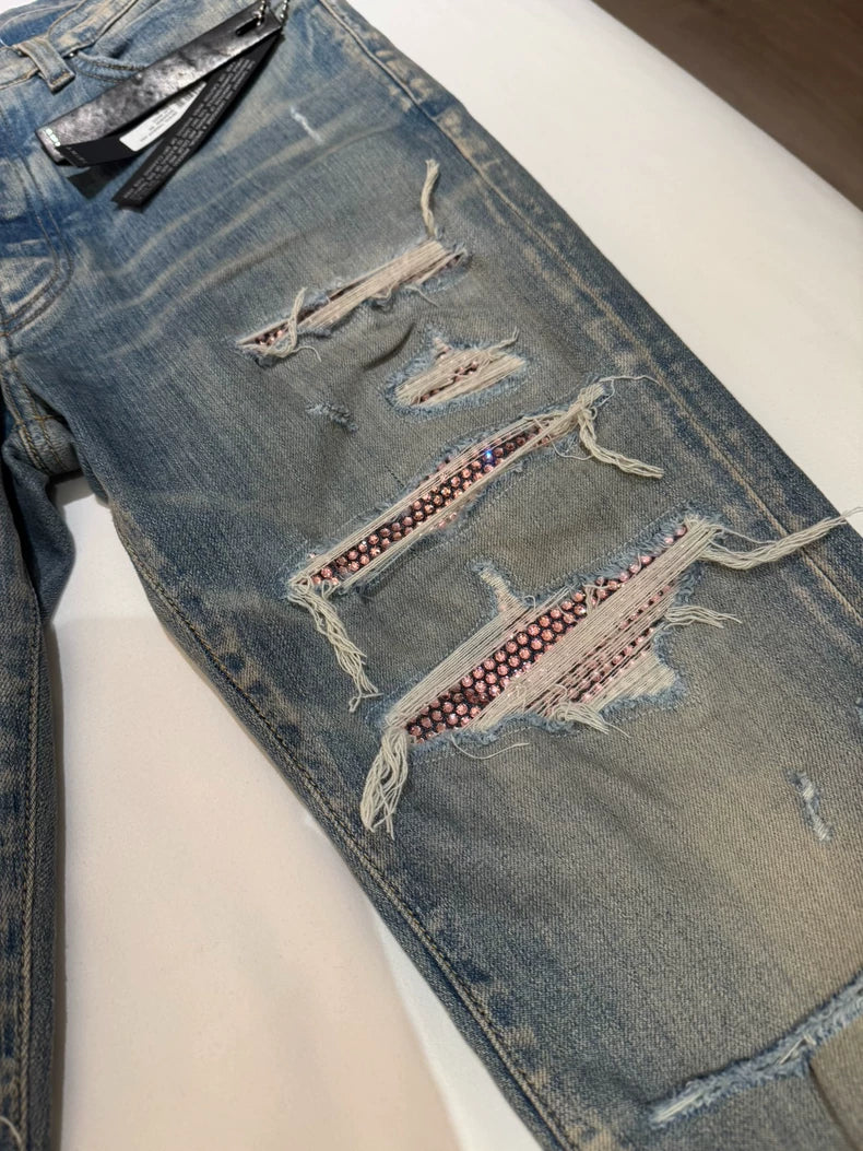 Amiri Pink Diamond Denim Jeans Size 31