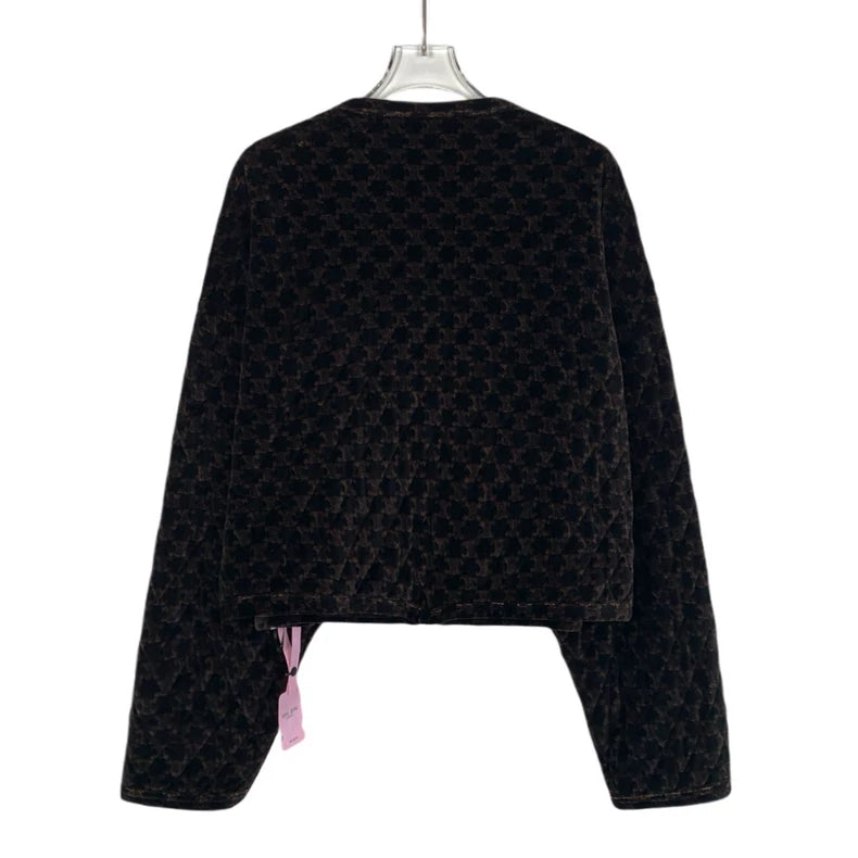 Celine Brown Logo Printed Cotton Jacket