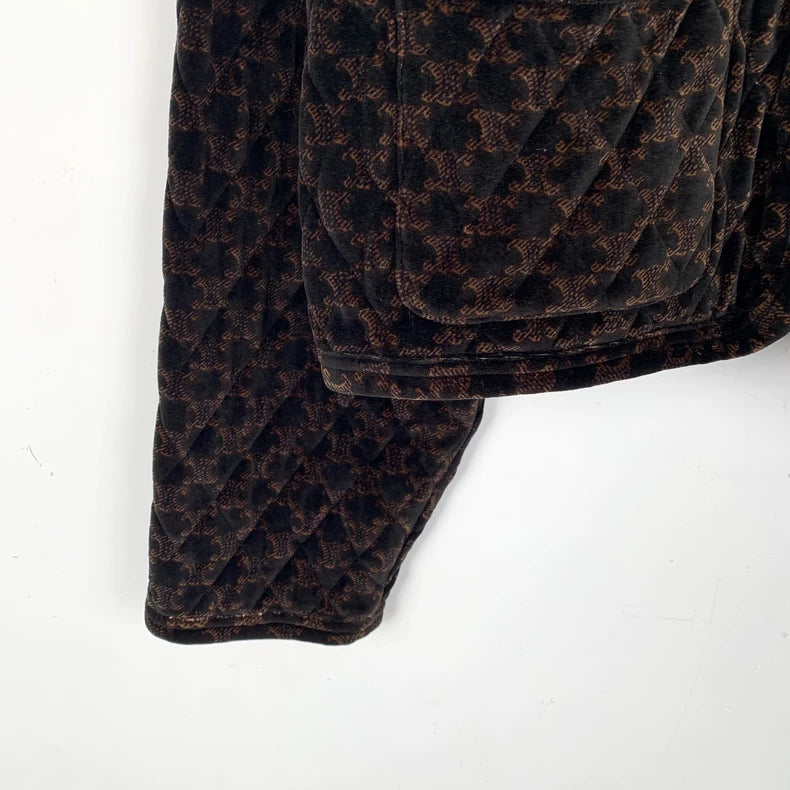 Celine Brown Logo Printed Cotton Jacket