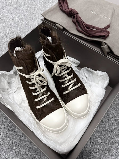 Rick Owens Brown High-Top Sneakers-yf