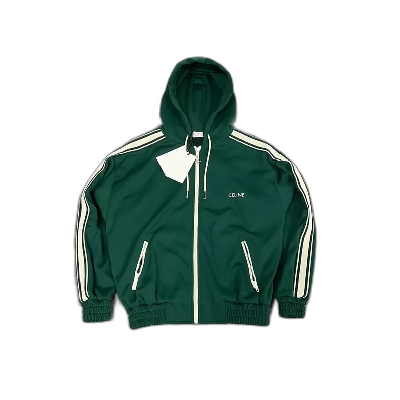 Celine Logo Striped Hooded Jacket