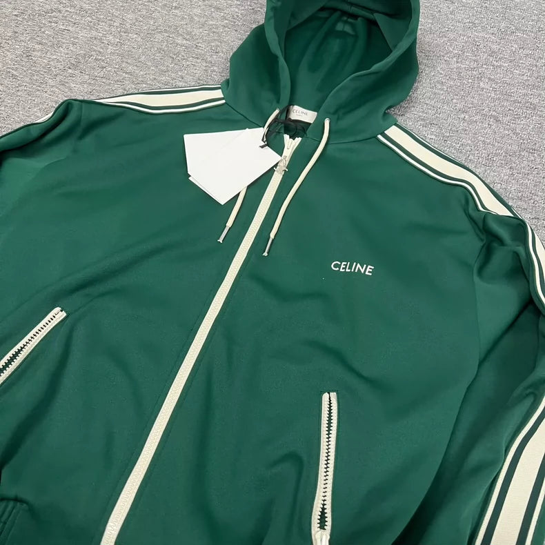Celine Logo Striped Hooded Jacket