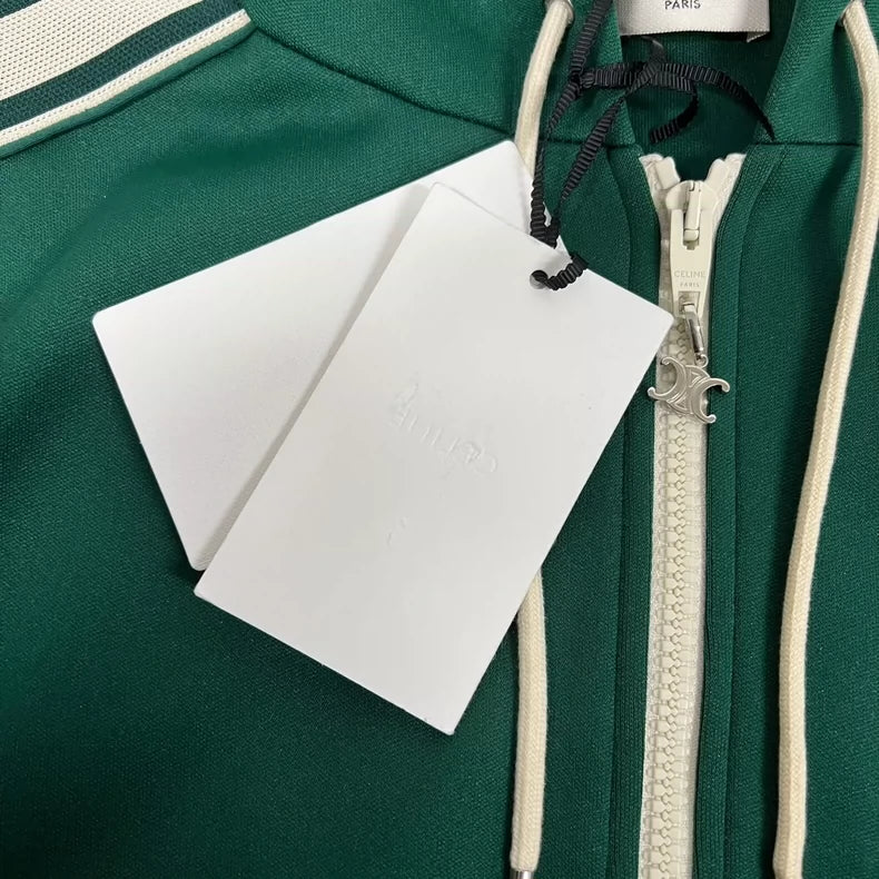 Celine Logo Striped Hooded Jacket