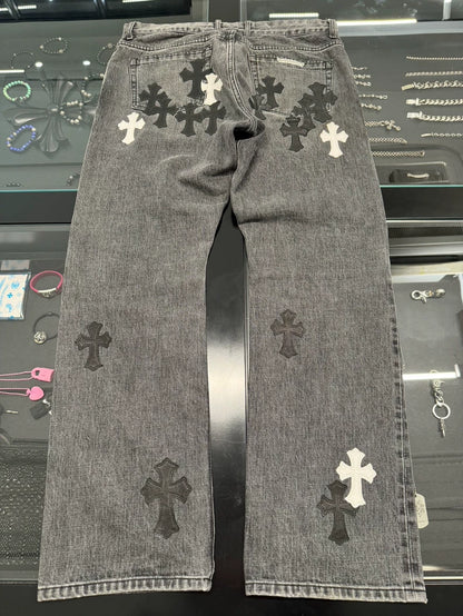 Chrome Hearts Black White Flame Jeans-yf