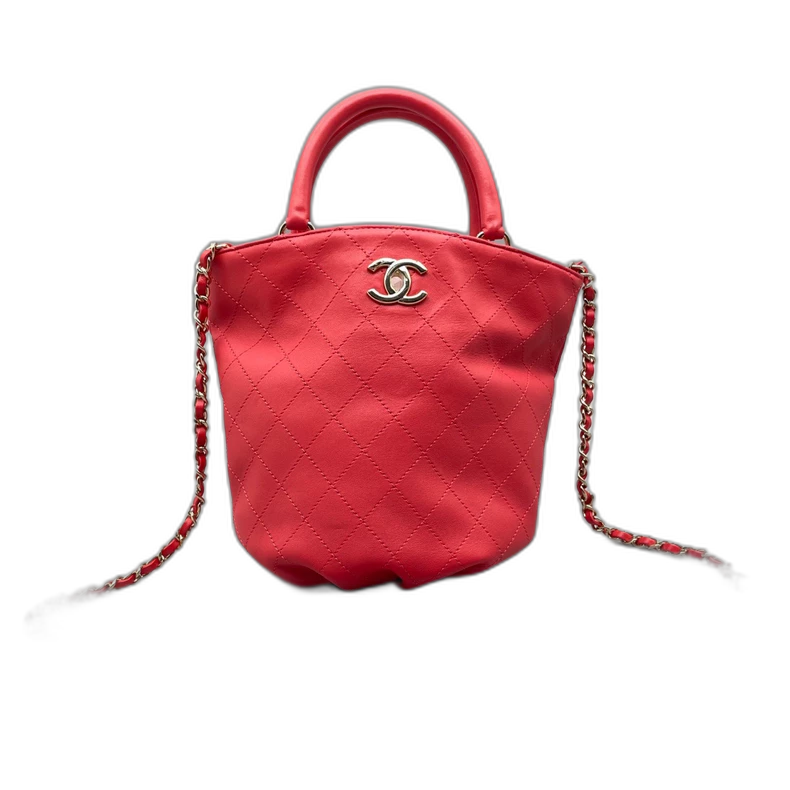 Chanel Quilted Bucket Bag Red