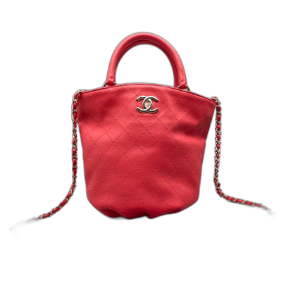 Chanel Quilted Bucket Bag Red
