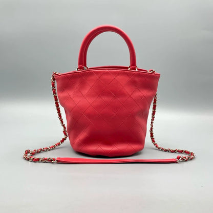 Chanel Quilted Bucket Bag Red