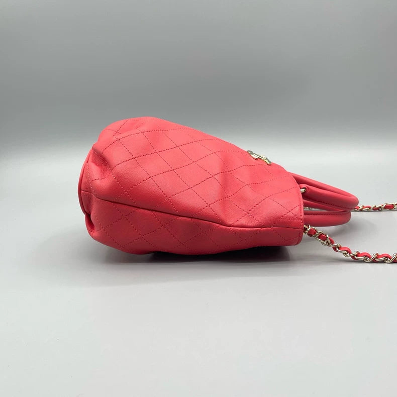 Chanel Quilted Bucket Bag Red