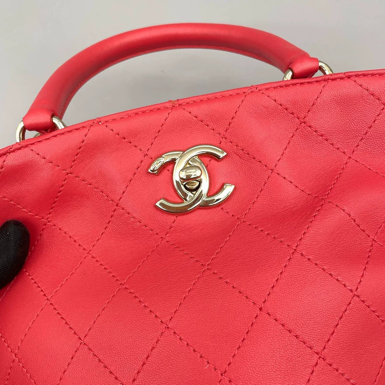 Chanel Quilted Bucket Bag Red
