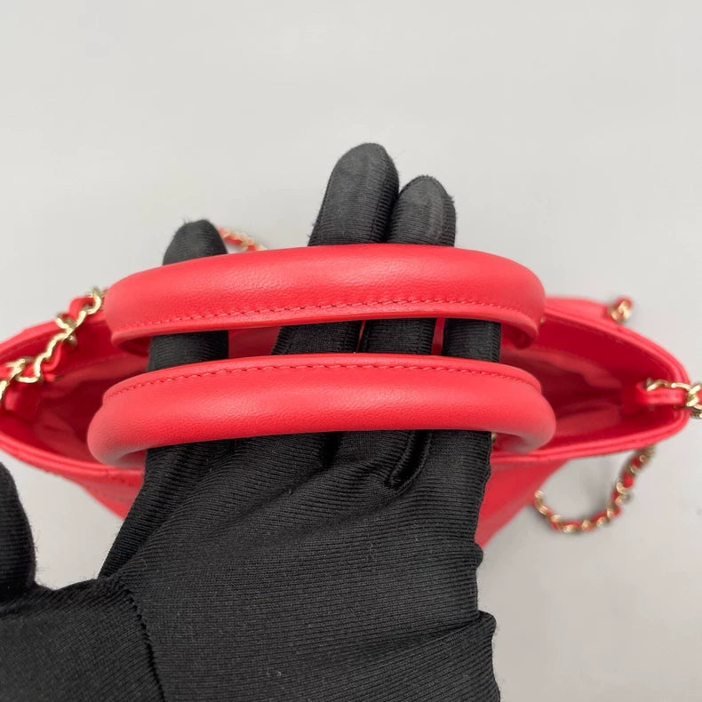 Chanel Quilted Bucket Bag Red