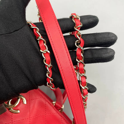 Chanel Quilted Bucket Bag Red