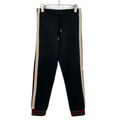 Gucci Black Logo Striped Jogging Pants