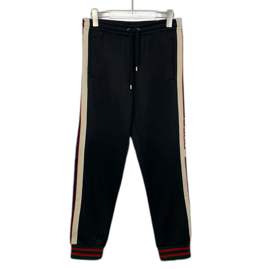 Gucci Black Logo Striped Jogging Pants