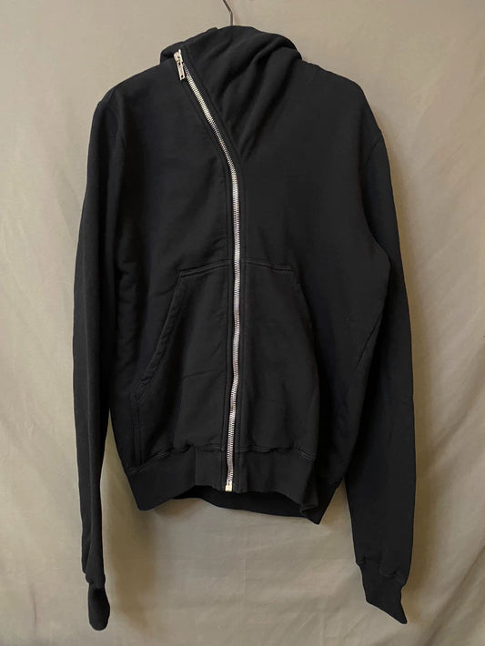 Rick Owens Black Zip-Up Hoodie-yf
