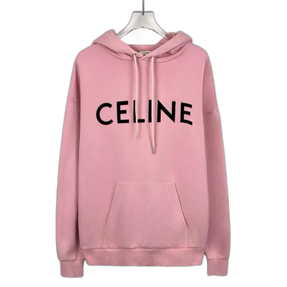 Pink Celine Logo Hooded Sweatshirt