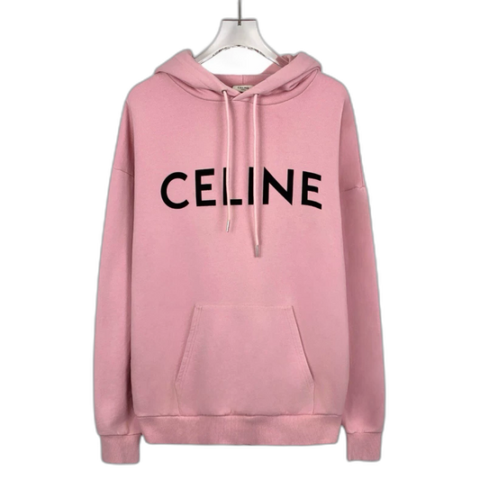 Pink Celine Logo Hooded Sweatshirt