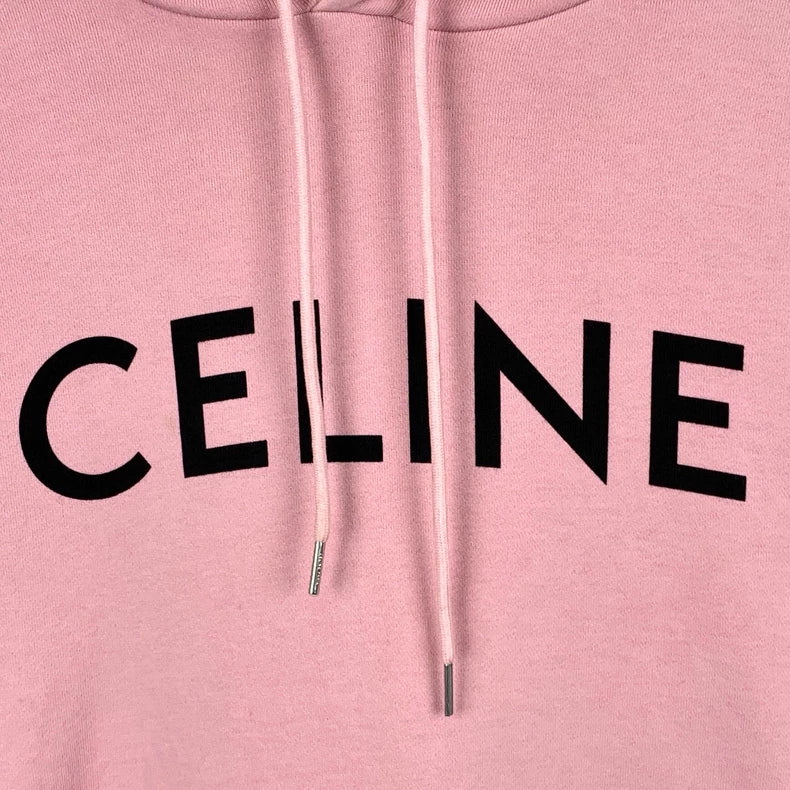 Pink Celine Logo Hooded Sweatshirt