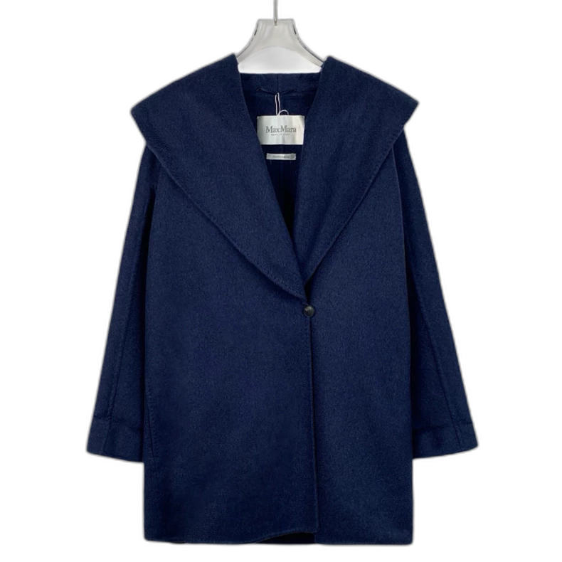 Maxmara Blue Cashmere Overcoat Size 42