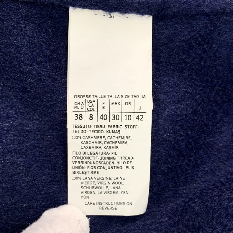 Maxmara Blue Cashmere Overcoat Size 42