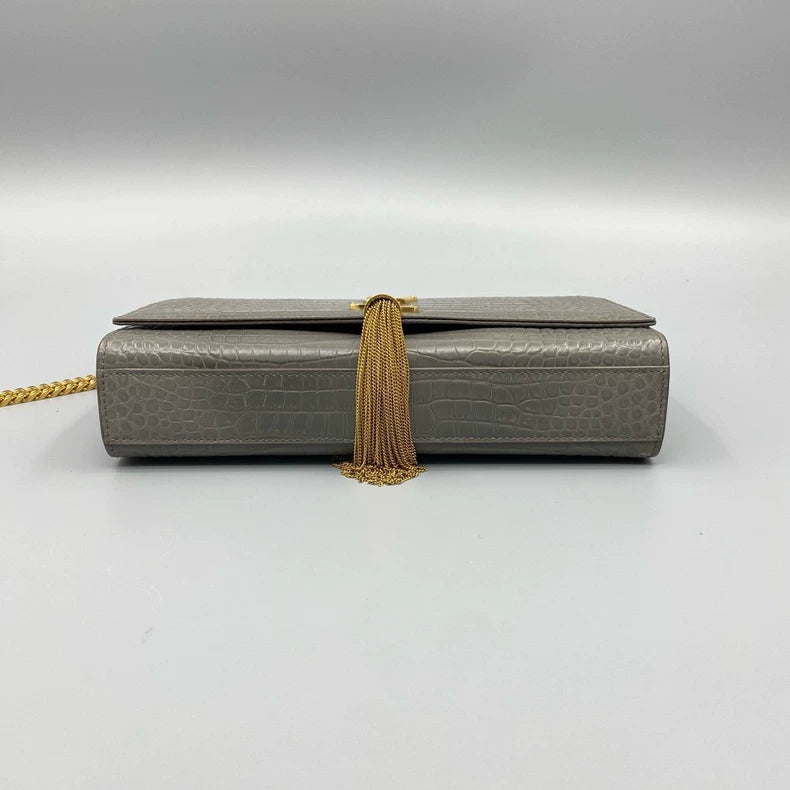 YSL Kate Chain Crossbody Bag in Gray