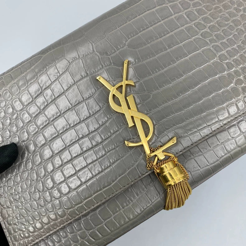 YSL Kate Chain Crossbody Bag in Gray